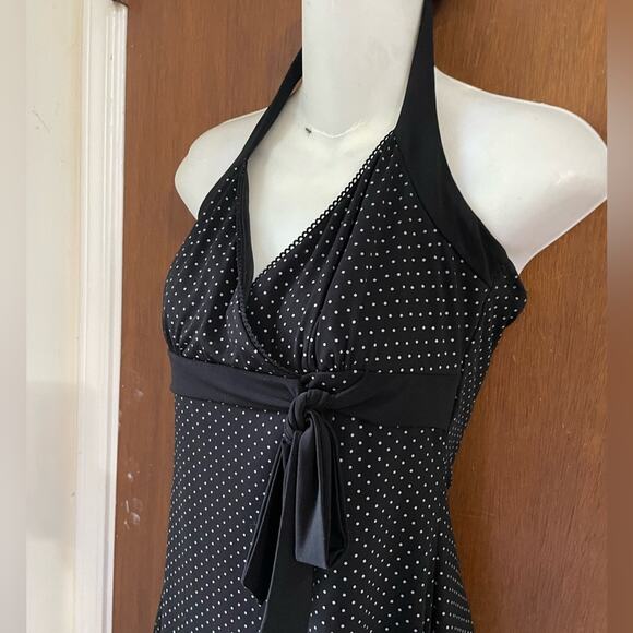 Y2k Black and White Polka Dot Halter Dress - Picture 2 of 7